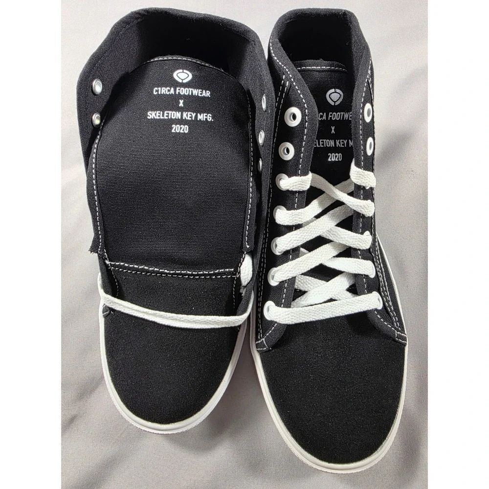 C1RCA Gravel Skeleton Key High Top Sneakers Mens 6 Black White Skate Shoes NEW